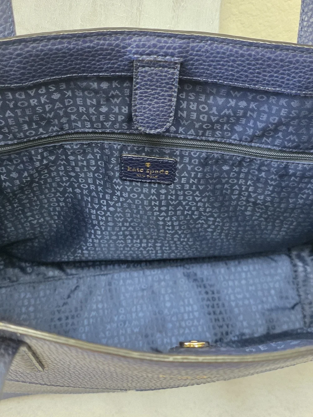 Kate Spade Francisca Bridge Place Large Bow Tote Navy Blue Leather